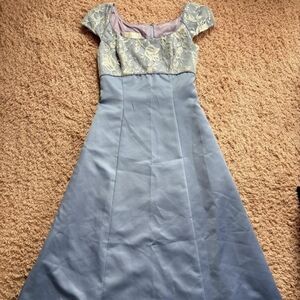 Jessica McClintock Periwinkle and Cream Lace Dress